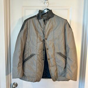 Porsche Design P’1000 Quilted Snap Button Olive Green Designer Jacket,Size Large